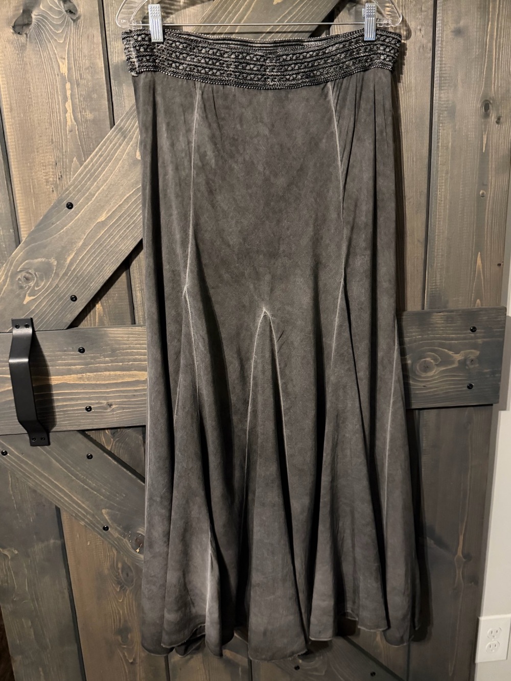 Charcoal Grey Color washed Boho Skirt XL